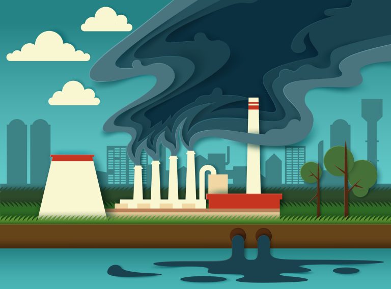 Environmental pollution concept vector paper cut illustration